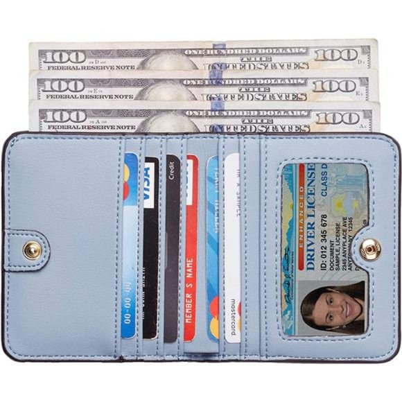 Womens Rfid Blocking Small Compact Bifold Luxury Genuine Leather Pocket Wallet - Picture 6 of 7